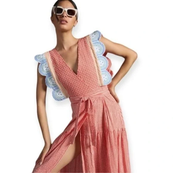 ANTHROPOLOGIE Stella Nova Sussie Square Neck Gingham Dress Size XL NEW - Picture 3 of 10